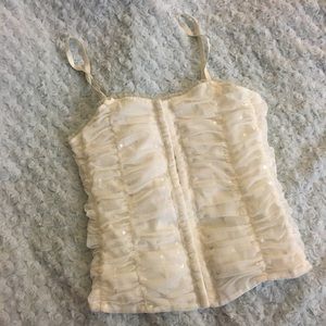 Off White Sequined Corset Bustier